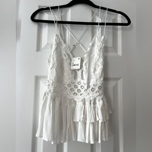 Free People White Adella Top (NWT)